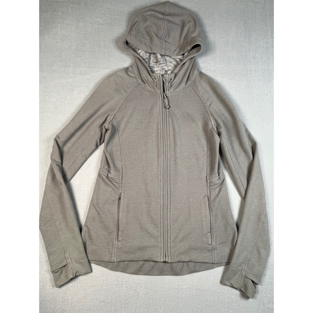 Lululemon Take Ten Hoodie Full Zip Sz 4 Athleisure Battleship Jacket Thumbholes